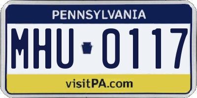 PA license plate MHU0117