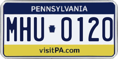 PA license plate MHU0120