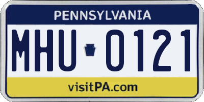 PA license plate MHU0121