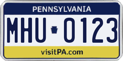 PA license plate MHU0123