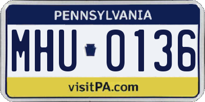 PA license plate MHU0136