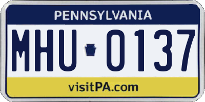 PA license plate MHU0137