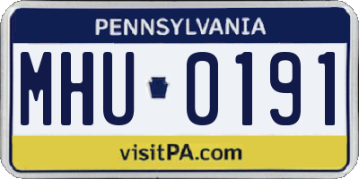 PA license plate MHU0191