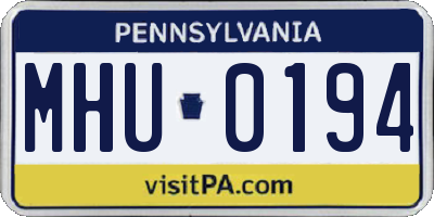 PA license plate MHU0194