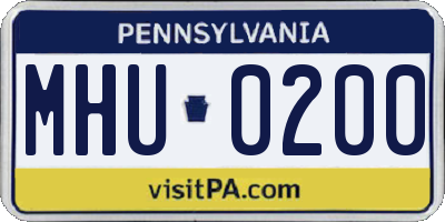 PA license plate MHU0200