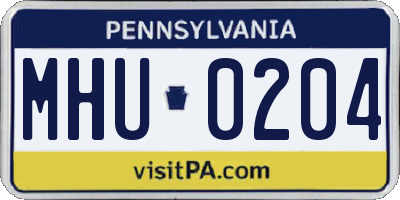 PA license plate MHU0204