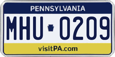 PA license plate MHU0209