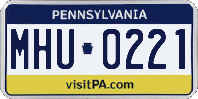 PA license plate MHU0221