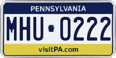 PA license plate MHU0222