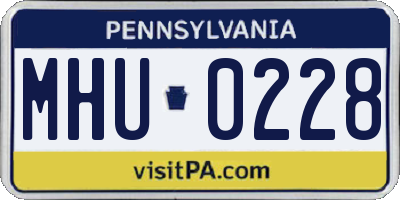 PA license plate MHU0228