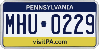 PA license plate MHU0229