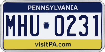 PA license plate MHU0231