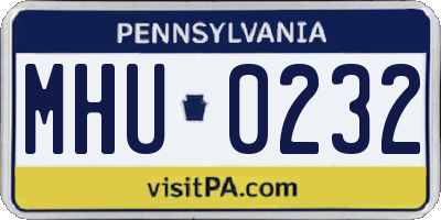 PA license plate MHU0232