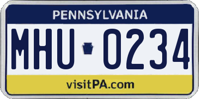 PA license plate MHU0234