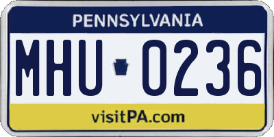 PA license plate MHU0236