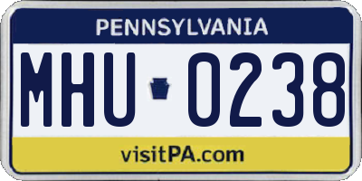 PA license plate MHU0238