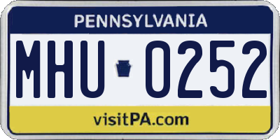 PA license plate MHU0252