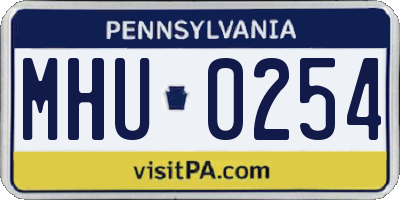 PA license plate MHU0254