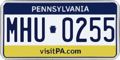 PA license plate MHU0255