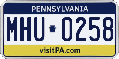 PA license plate MHU0258