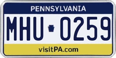 PA license plate MHU0259