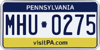 PA license plate MHU0275