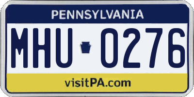 PA license plate MHU0276
