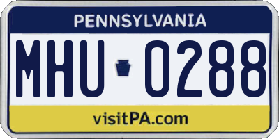 PA license plate MHU0288