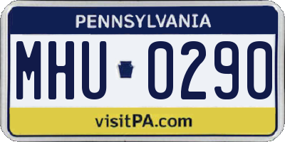 PA license plate MHU0290