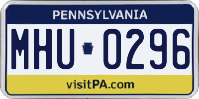 PA license plate MHU0296