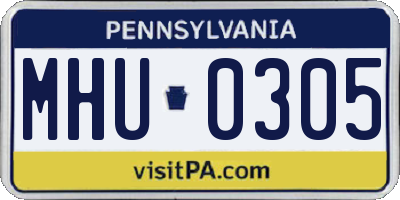 PA license plate MHU0305
