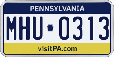 PA license plate MHU0313