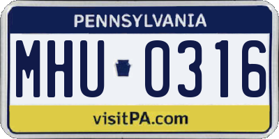PA license plate MHU0316