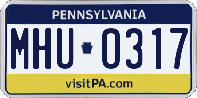PA license plate MHU0317