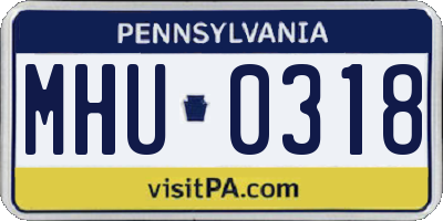 PA license plate MHU0318