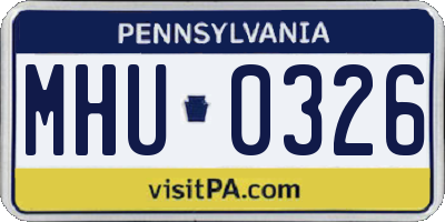 PA license plate MHU0326