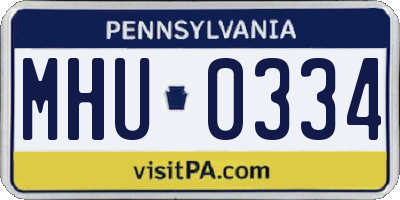 PA license plate MHU0334