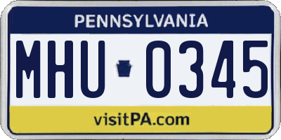 PA license plate MHU0345