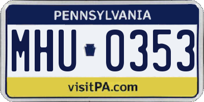 PA license plate MHU0353