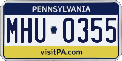 PA license plate MHU0355