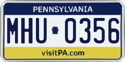 PA license plate MHU0356