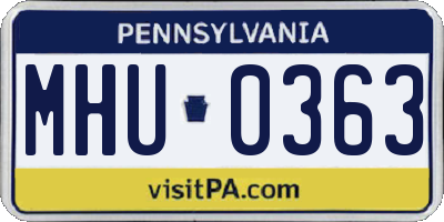 PA license plate MHU0363
