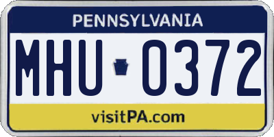 PA license plate MHU0372