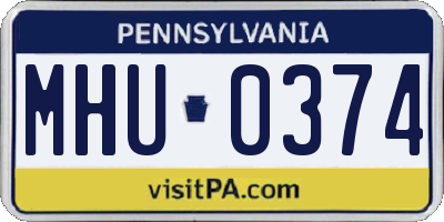 PA license plate MHU0374