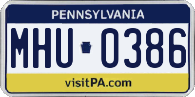 PA license plate MHU0386