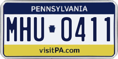 PA license plate MHU0411