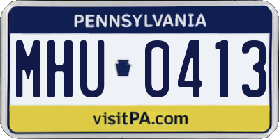 PA license plate MHU0413