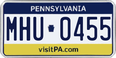 PA license plate MHU0455