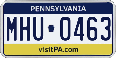 PA license plate MHU0463
