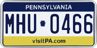PA license plate MHU0466